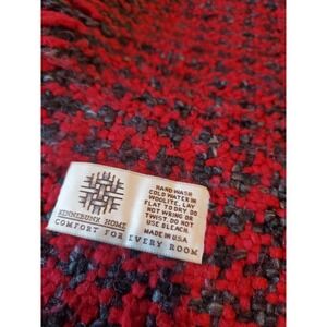 Kennebunk Weavers Wool‎ Blend Fringe  Throw Blanket 46x62 Red & Gray Soft Cozy
